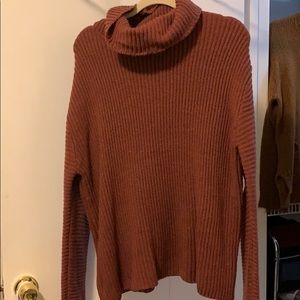 Burgundy Cowl Neck Sweater with Elbow Cutouts
